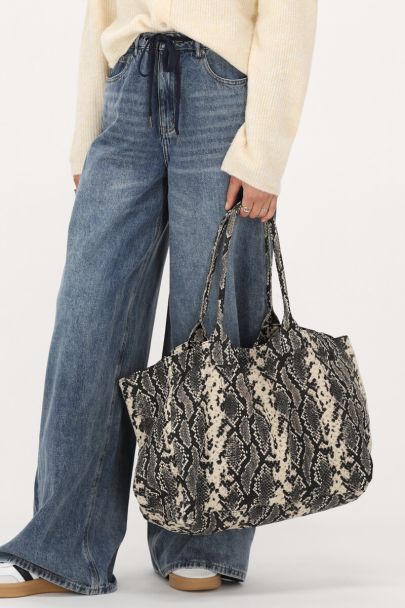 Large tote bag with snake print