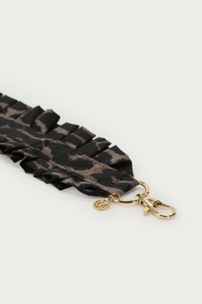 Leopard print phone cord with ruffle