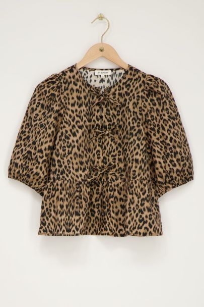 Leopard print top with bows and puff sleeves | My Jewellery