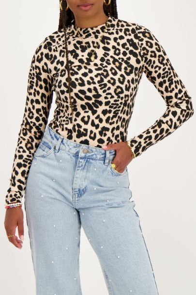 Leopard print top with turtleneck 