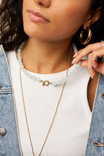 Collier minimaliste de perles fantaisie bleu clair