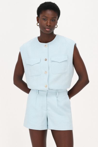 Light blue shorts with tweed