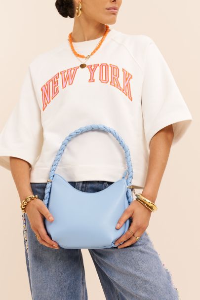 Light blue shoulder bag with braided detail