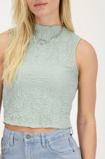 Light blue sleeveless bubble top