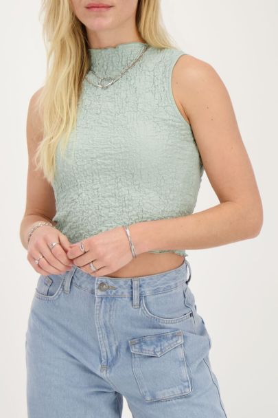 Light blue sleeveless bubble top