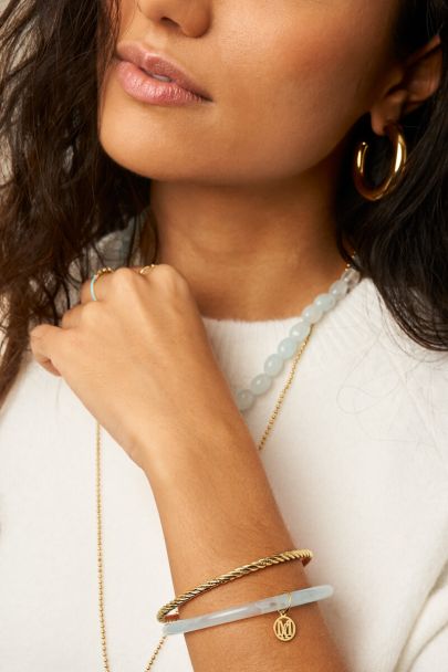 Licht blauwe dunne bangle set