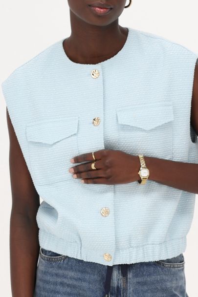 Light blue waistcoat with tweed