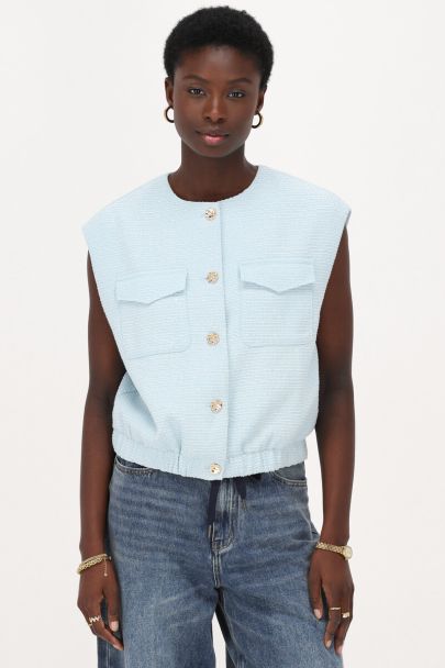 Light blue waistcoat with tweed
