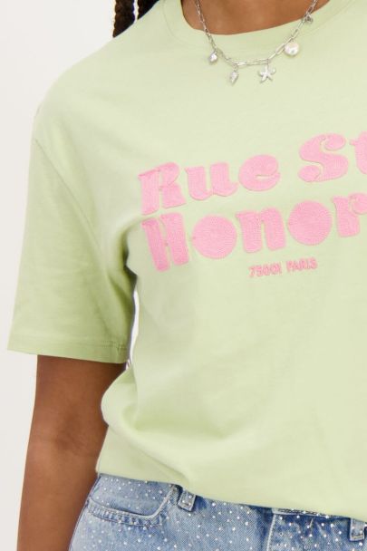 Lichtgroen T-shirt ''Rue st. honoré''