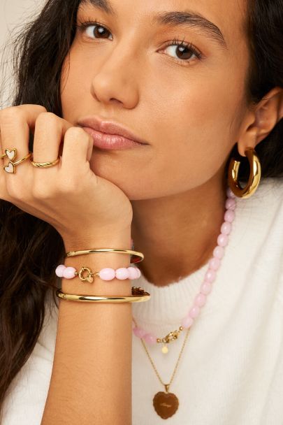 Licht roze minimalistische kralenarmband