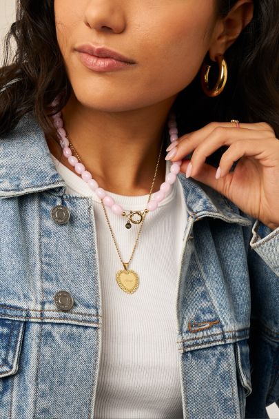 Collier minimaliste de perles fantaisie rose pâle