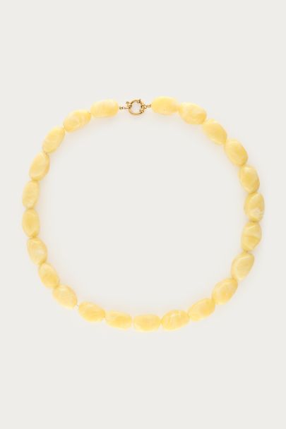 Collier jaune clair avec perles ovales