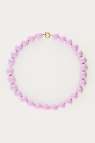 Lila ketting met grove kralen