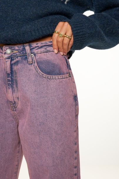 Lila wide leg jeans in verwassen look