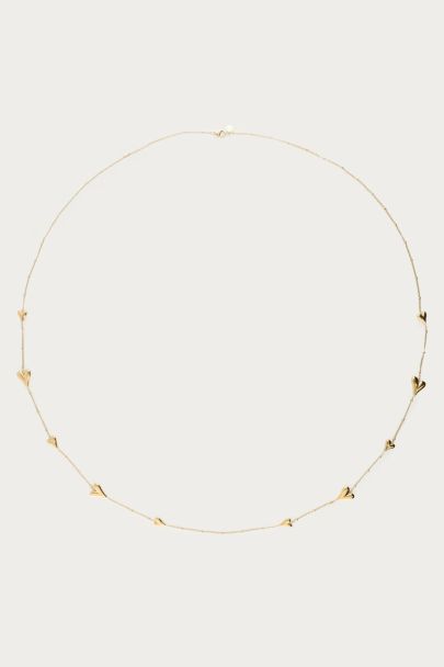 Lange ketting met bolletjes & hartjes