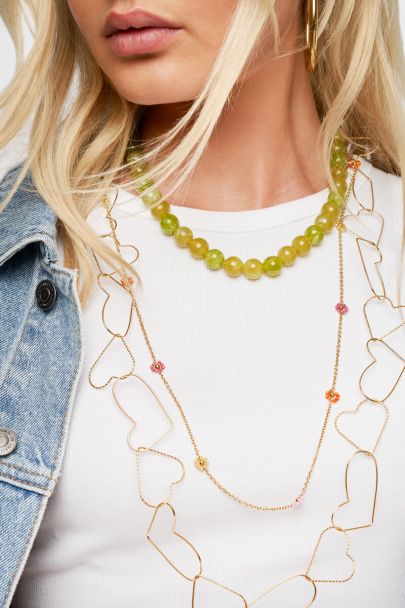 Lange ketting met hartjes schakels