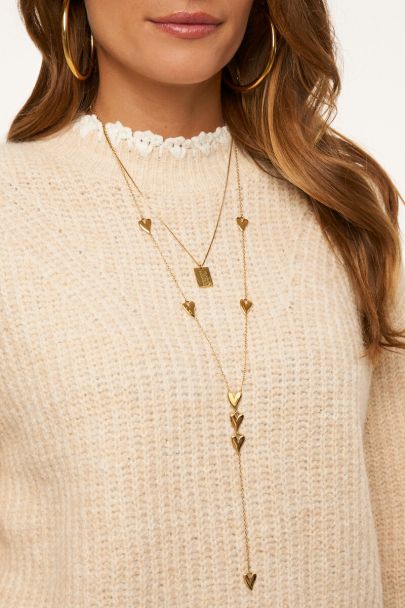 Lange ketting y-vorm met hartjes