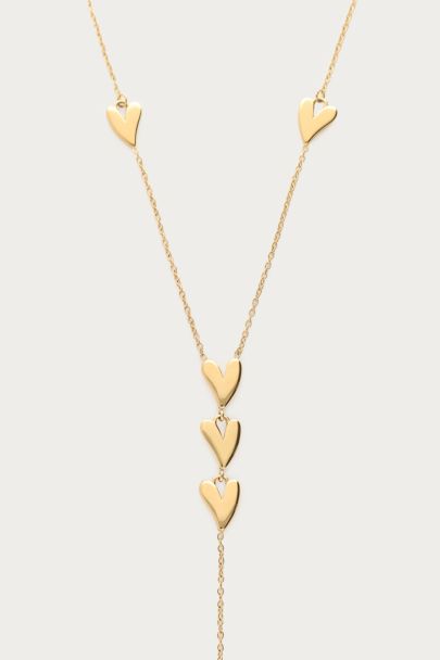 Long necklace y-shape with hearts