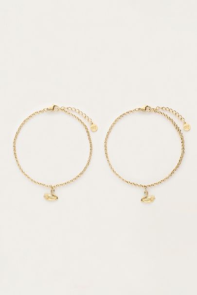 Love forever connected armbanden set met zwanen