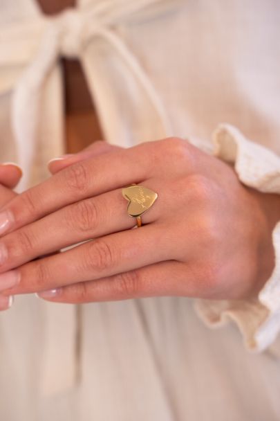 Love statement ring with heart "Je t’aime"