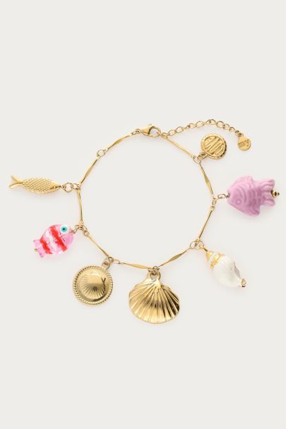 Mer bedelarmband met schelpen en vissen