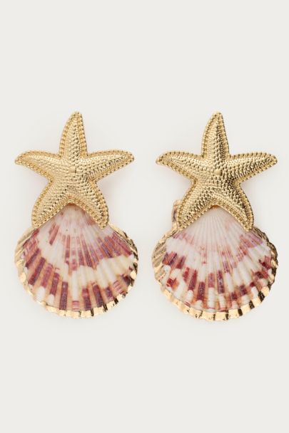 Mer drop earrings with shell & starfish