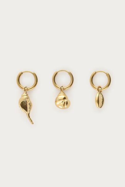 Mer set of 3 earrings with shells