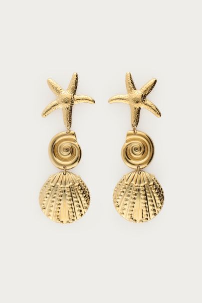 Mer statement oorhangers met drie schelpen