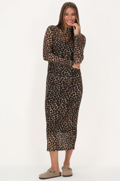 Lange panterprint jurk discount