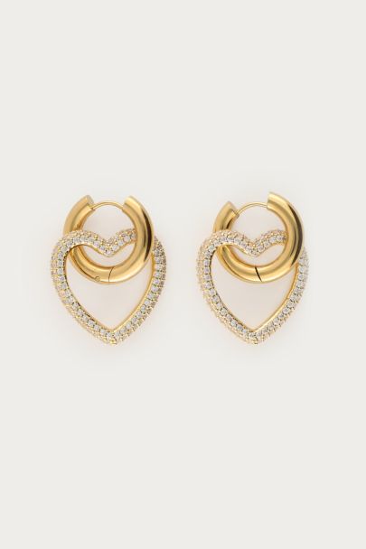 Boucles d’oreilles Midnight avec cœur et strass 