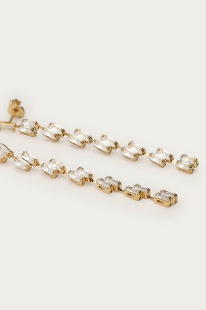 Midnight long drop earrings with rhinestones