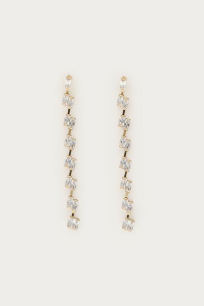 Midnight long drop earrings with rhinestones
