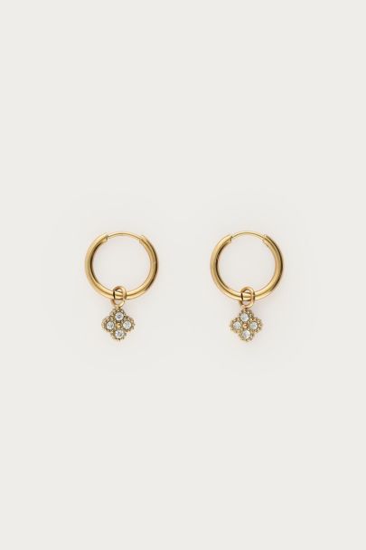 Boucles d'oreilles Midnight avec mini trèfle rond 