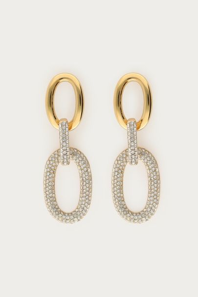 Midnight oval drop earrings with rhinestones