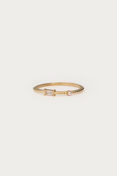 Midnight ring met strass en imitatieparel