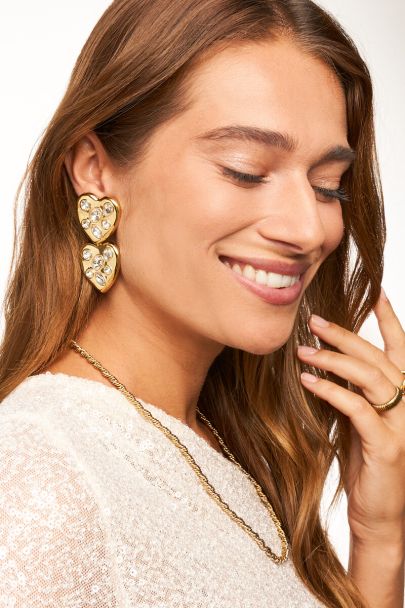 Boucles d’oreilles Midnight avec deux maxi cœurs 