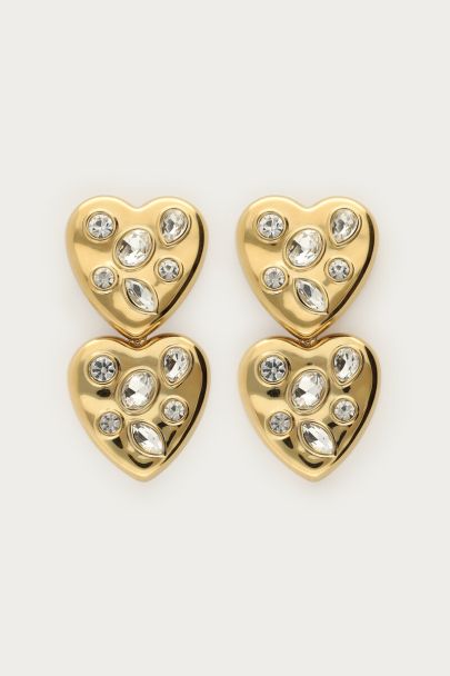 Boucles d’oreilles Midnight avec deux maxi cœurs 