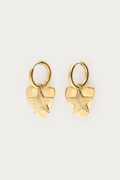 Boucles d’oreilles Midnight avec cœurs et étoile maxi