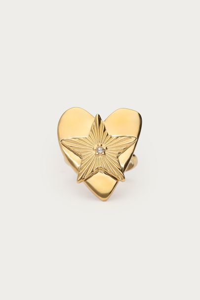 Midnight statement ring hartjes ster