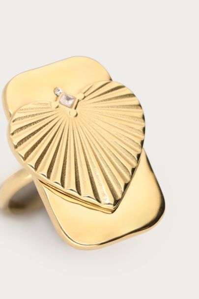 Midnight statement ring gestreept hart