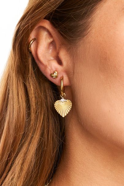 Boucles d'oreilles Midnight avec cœur rayé 