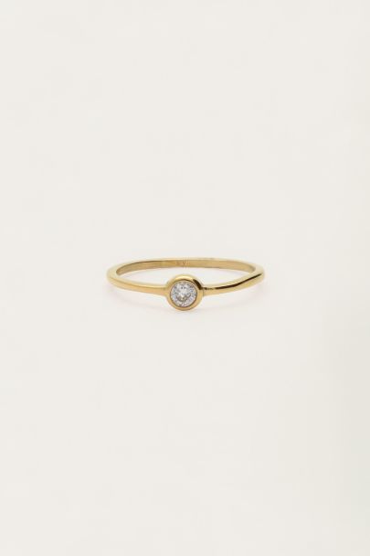 Minimalistische basic ring met ronde strass