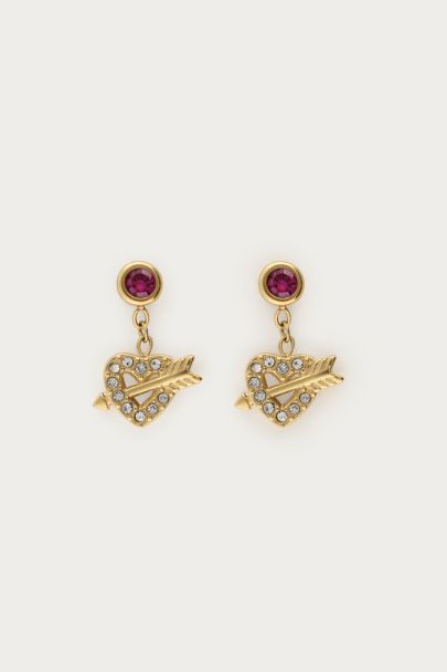 Minimalist drop earrings heart with bow and arrow