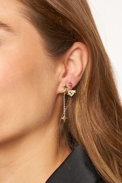 Minimalist drop earrings heart with bow and arrow