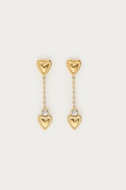Minimalist drop earrings with double detail hearts