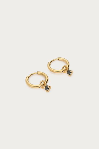 Boucles d'oreilles minimalistes avec strass noir