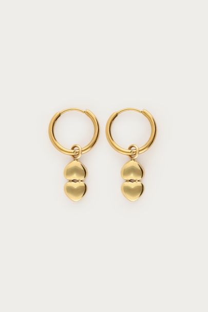 Minimalist hoop earrings with double hearts