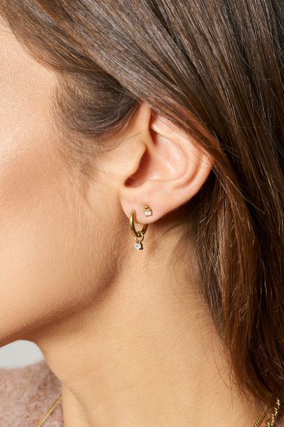 Boucles d'oreilles minimalistes avec strass argenté