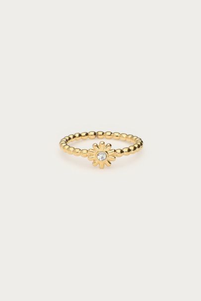 Minimalist ring with flower & rhinestone