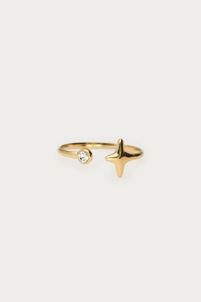 Bague minimaliste avec étoile polaire et strass
